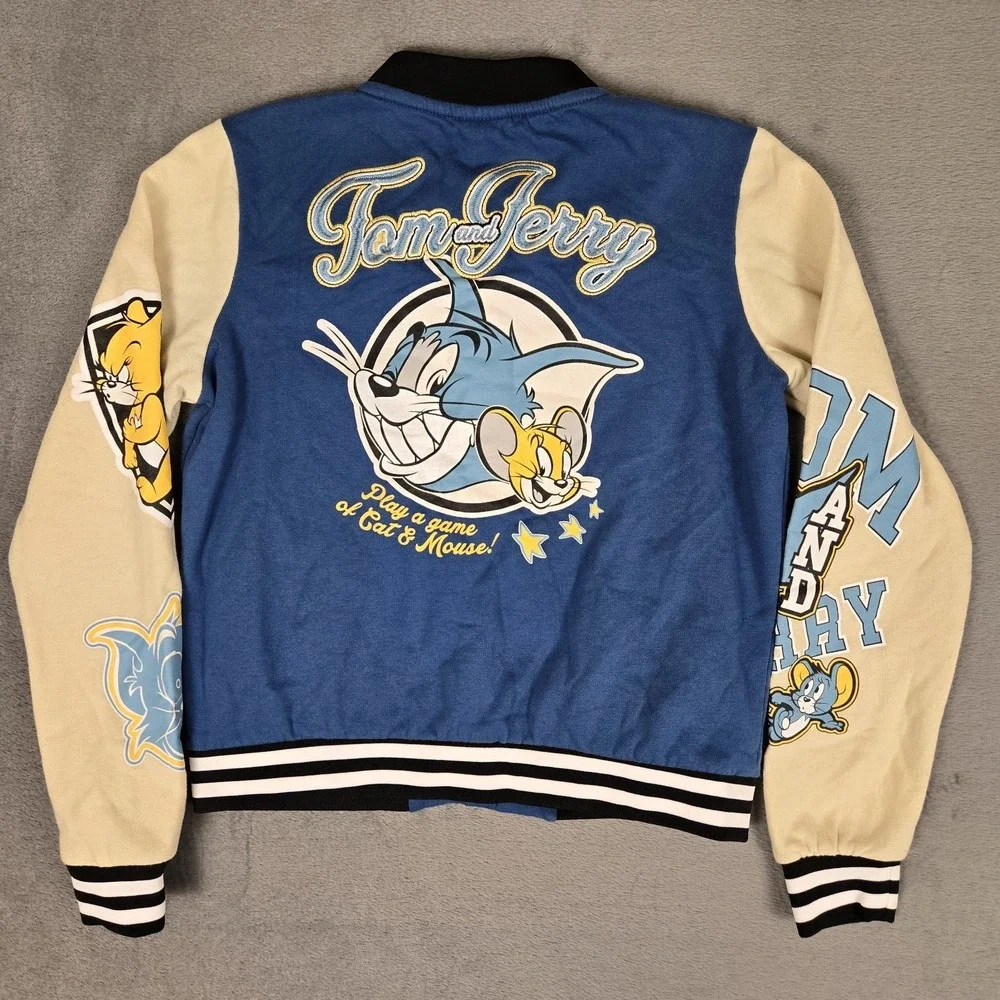 Tom And Jerry Varsity Jacket Youth Kids XL Snap Cartoon‎ Patch Letterman Vintage